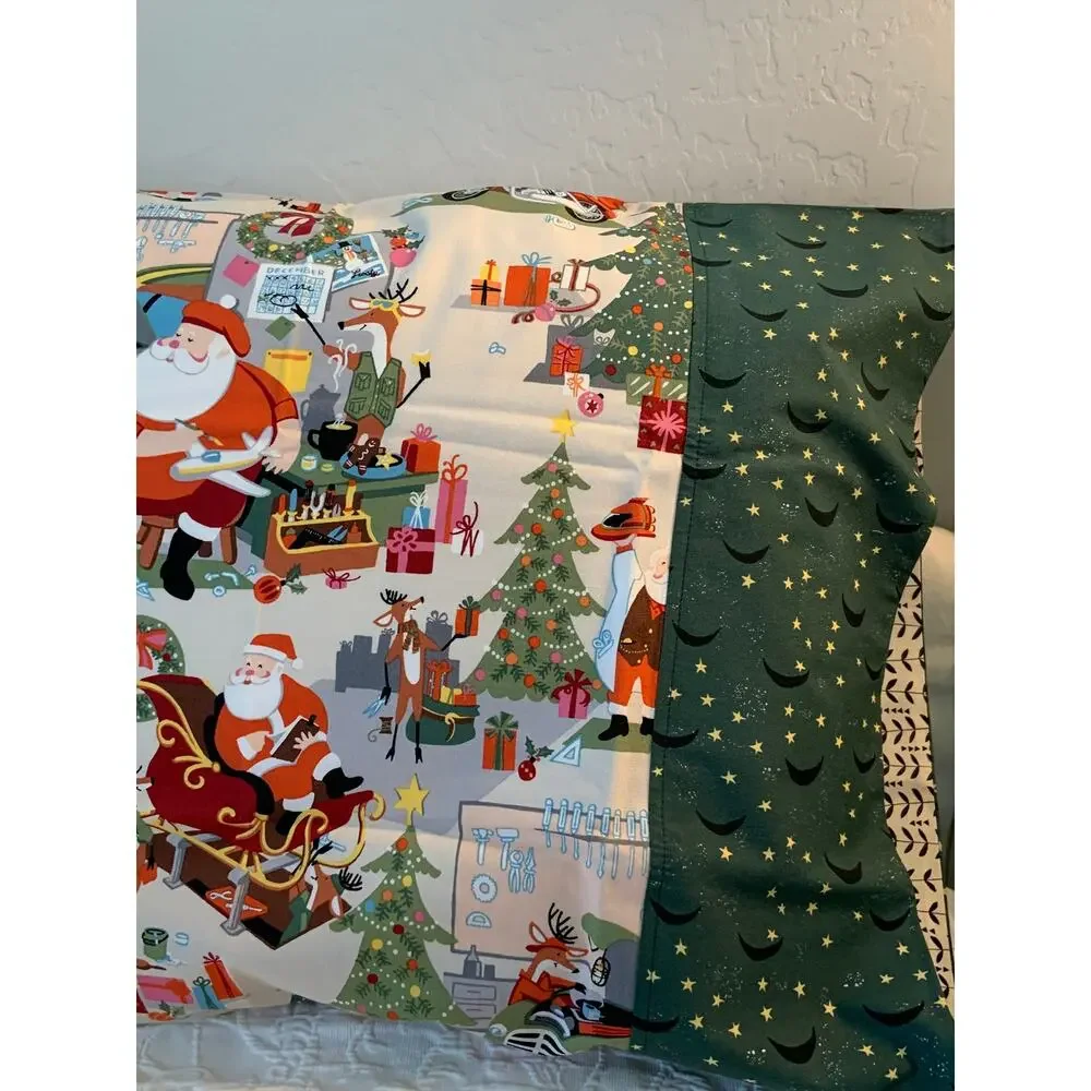 Handmade Santa's Garage Pillowcases, Alexander Henry Quilting Cotton